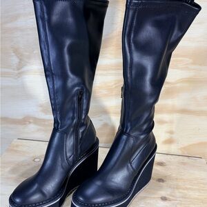 Naked Feet Black Wedge Boots